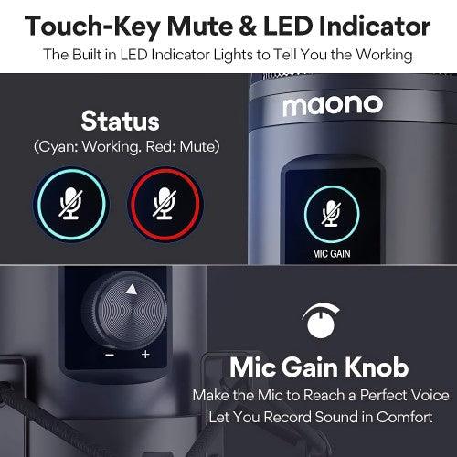 MAONO USB Computer Microphone with One-Touch Mute, Gain Knob, Shock Mount, Condenser Recording Mic for PC, Gaming, Streaming, Podcasts - AU-PM421T - Toytexx MAONO USB Computer Microphone with One-Touch Mute, Gain Knob, Shock Mount, Condenser Recording Mic for PC, Gaming, Streaming, Podcasts - AU-PM421T - Toytexx